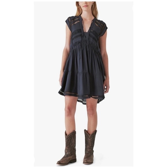 NWT • Lucky Brand • Lace Inset Dress in Black - Picture 5 of 11